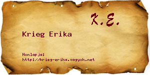 Krieg Erika névjegykártya